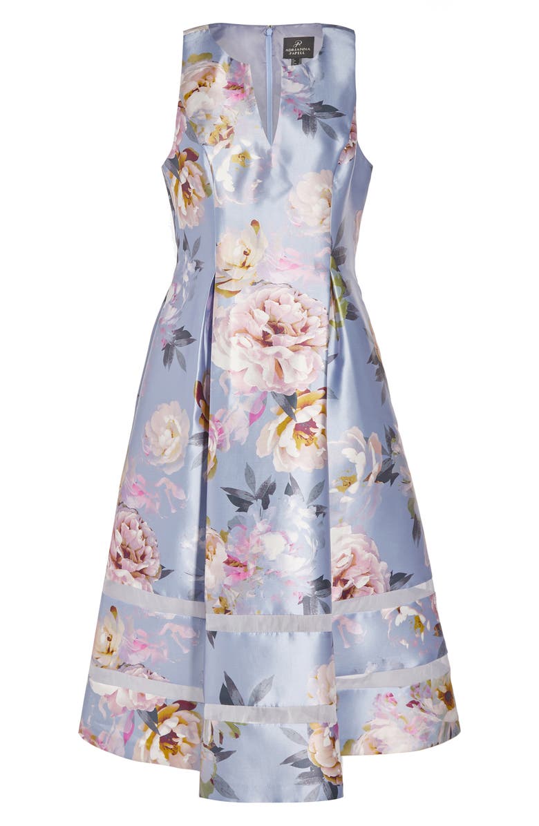 Adrianna Papell Floral Mikado Fit & Flare Midi Dress, Alternate, color, 