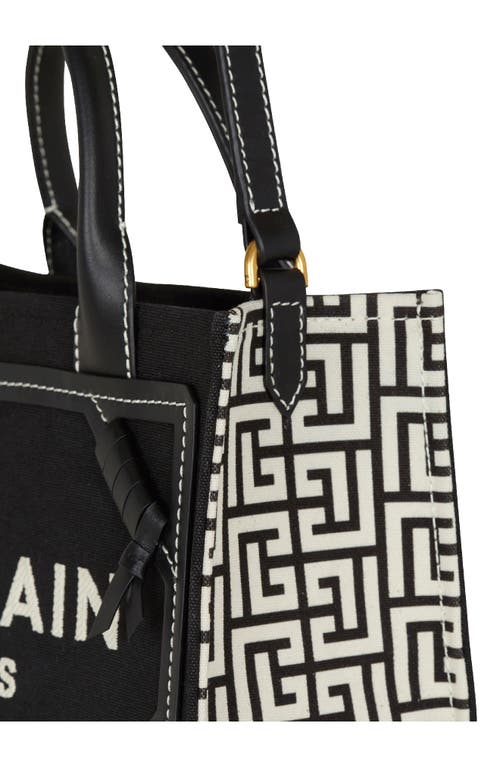 Shop Balmain Small B-army Monogram Shopper Tote In Ivory/black