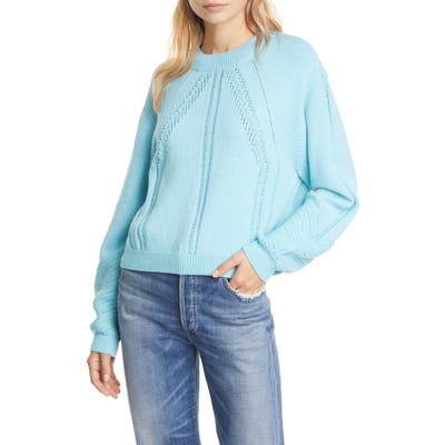 Club Monaco Openwork Detail Wool Blend Sweater, Blue/green