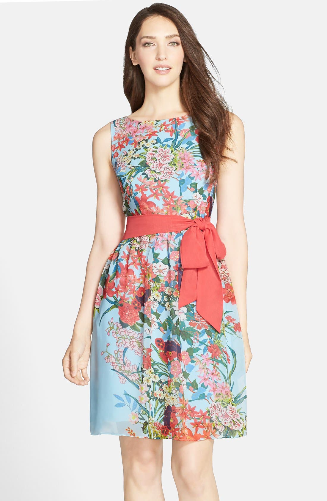 Adrianna Papell Floral Print Chiffon Fit & Flare Dress | Nordstrom