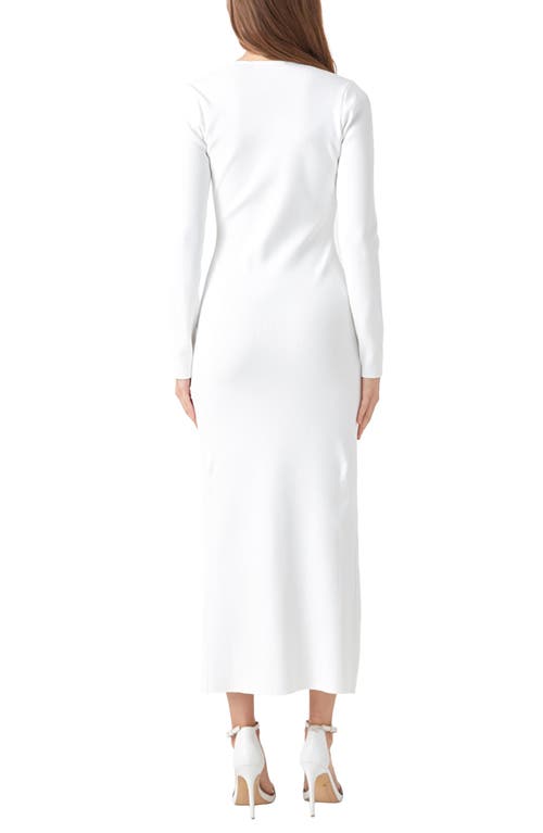 Shop Endless Rose Asymmetric Neck Long Sleeve Sweater Dress In White