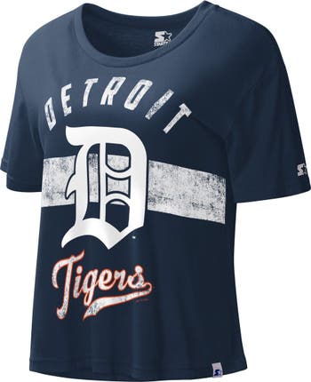 STARTER Women's Starter Navy Detroit Tigers Cooperstown Collection Record  Setter Crop Top