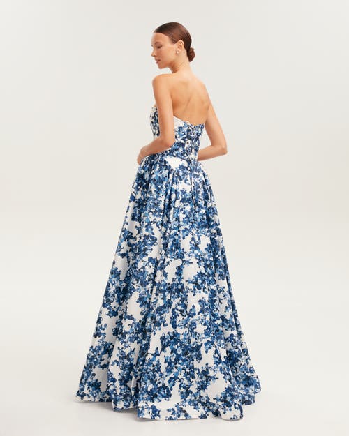 Milla Ravishing Blue Hydrangea Corset Maxi Dress, Garden Of Eden In Blue-double