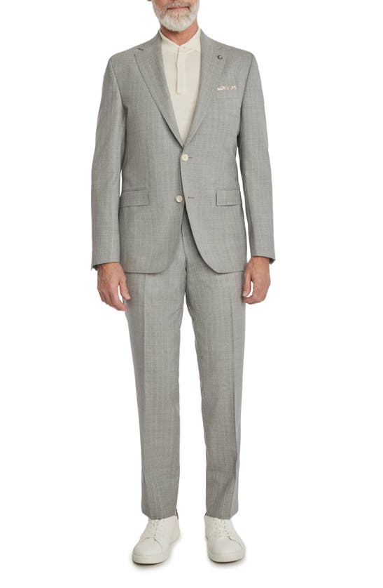 Jack Victor Esprit Contemporary Fit Pinstripe Wool Suit In Light Grey
