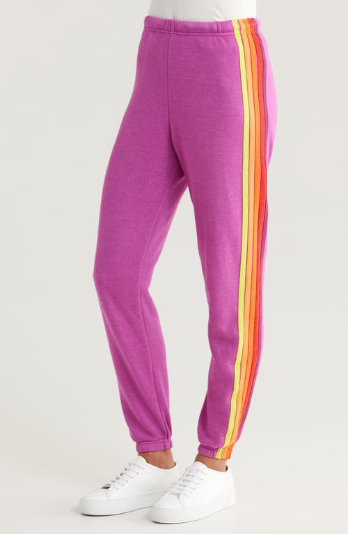 Shop Aviator Nation Stripe Sweatpants In Magenta/orange Yellow