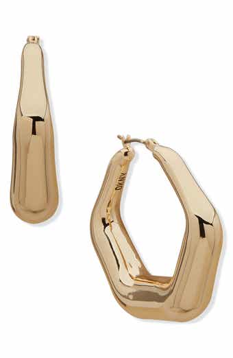 DKNY Pav Crystal Wavy Hoop Earrings Nordstromrack