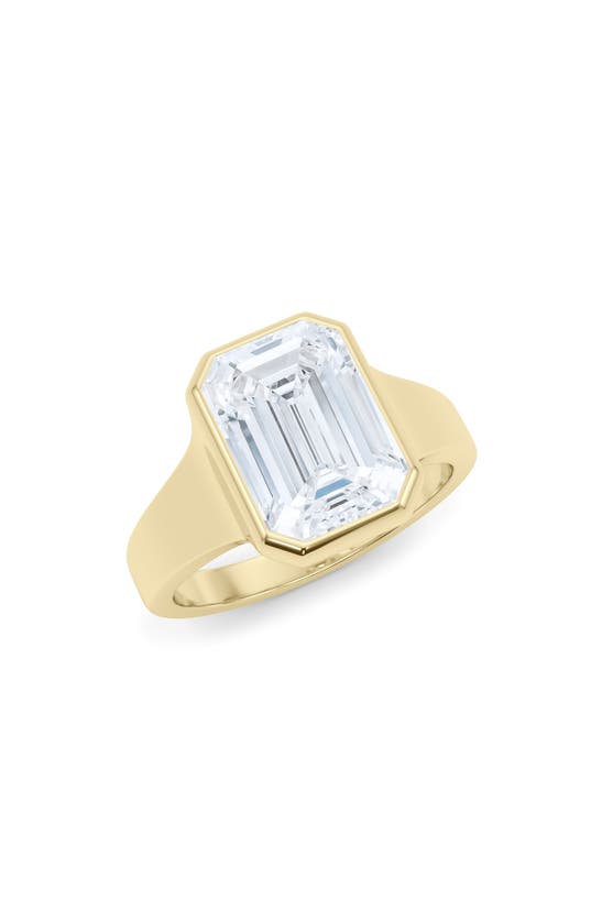 Shop Hautecarat Lab Created Emerald Cut Diamond Ring In 18k Yellow Gold