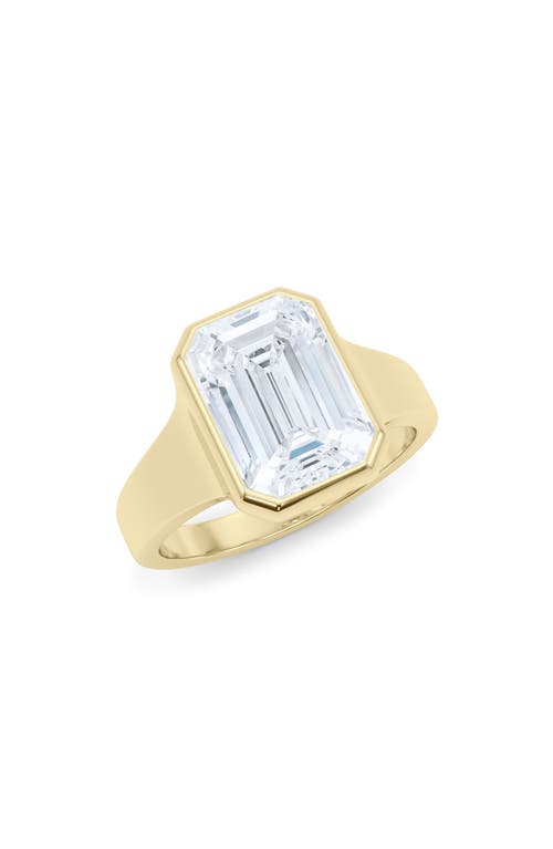 Lab Created Emerald Cut Diamond Ring in 18K Yellow Gold