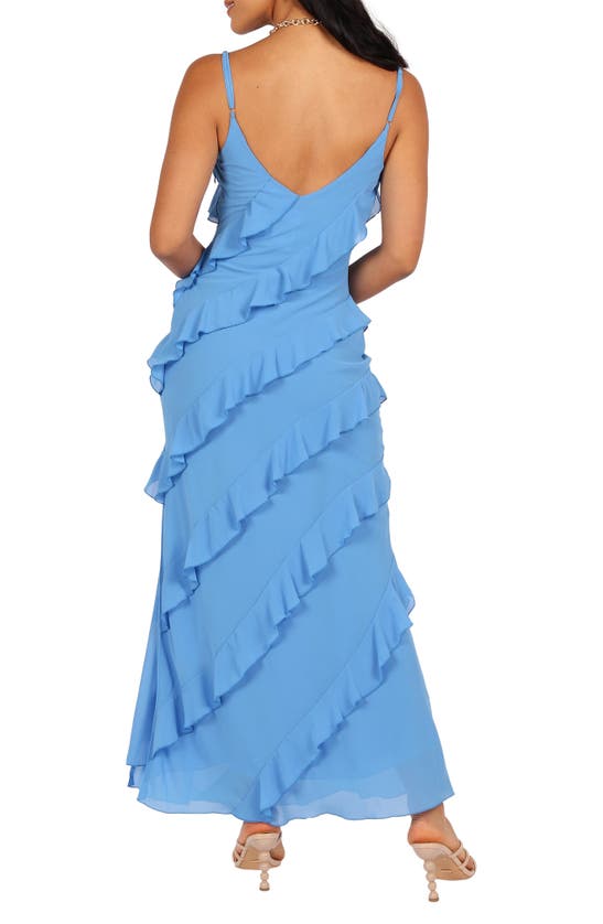 Petal And Pup Petal & Pup Ciao Ruffle Chiffon Gown In Blue