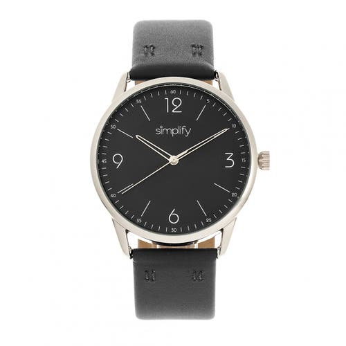 Simplify The 6300 Leather-band Watch In Black