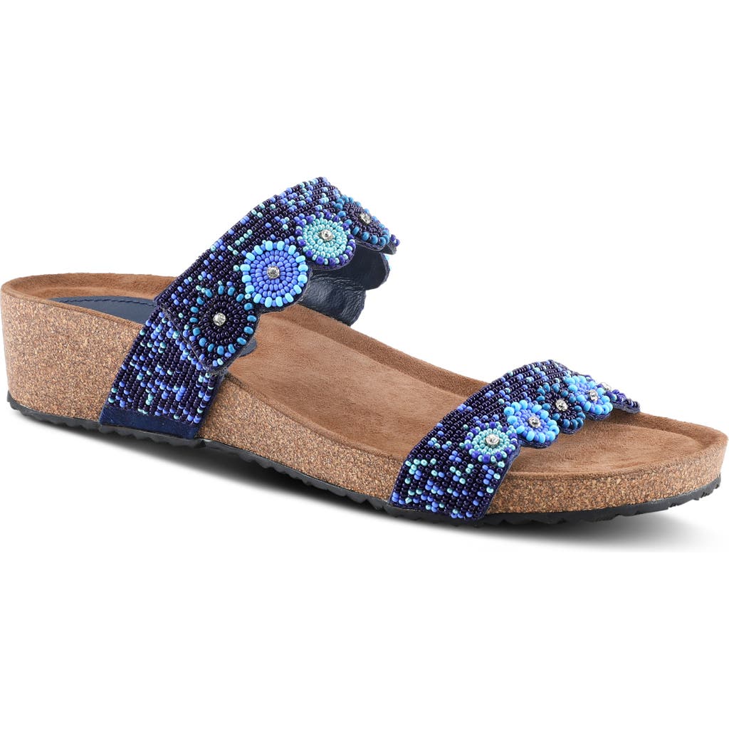 Azura By Spring Step Bahama Embellished Slide Sandal In Navy Multi