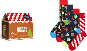Happy Socks Assorted 4-Pack Gingerbread Crew | Socks Gift Set House Nordstrom