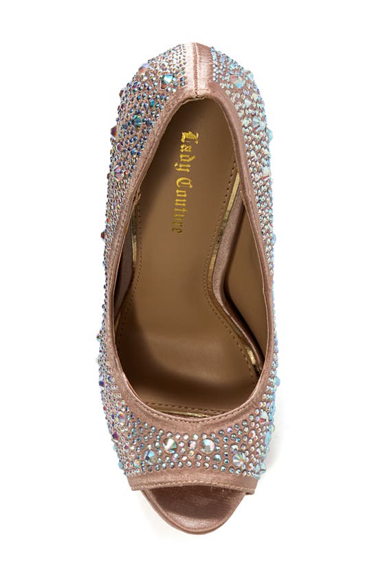 Lady Couture Lauren Rhinestone Embellished Platform Sandal In Champagne