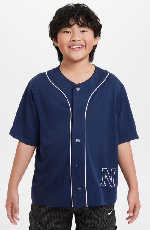 Nike Kids' Athletics Dri-fit Baseball Jersey In Midnight Navy/white