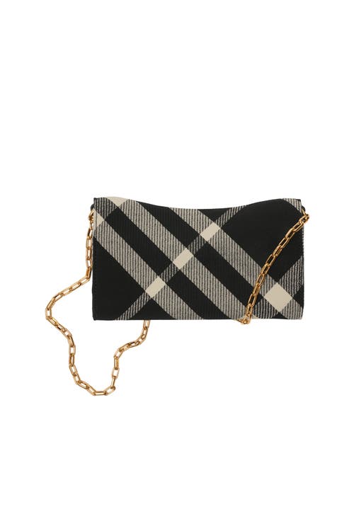 Burberry Rocking Horse Chain Strap Wallet In Black/calico