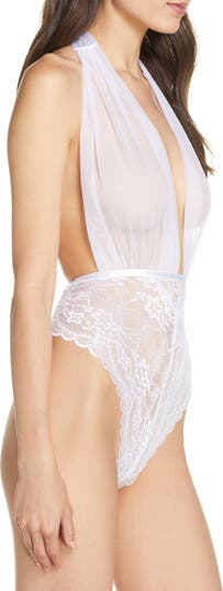 Oh La La Cheri Lingerie Aria White Mesh Plus Size Teddy 52-10990X