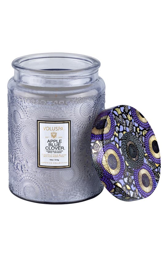 Voluspa Apple Blue Clover Glass Jar Candle 18 oz/ 510 G In Apple Blue Clover
