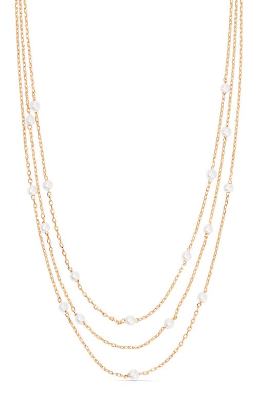 Shop Ettika Layered Imitation Pearl Station Necklace In Gold