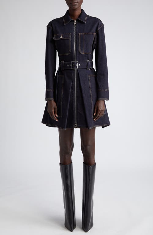 Alexander McQueen Utility Long Sleeve Stretch Denim Belted Shirtdress in Cold Wash at Nordstrom, Size 2 Us