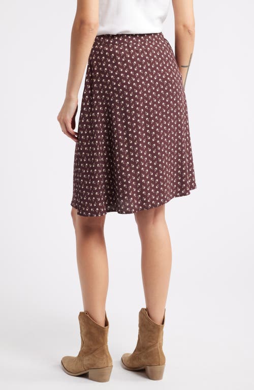 Shop Treasure & Bond Floral Button Wrap Skirt In Burgandy- Tan Sades Petals