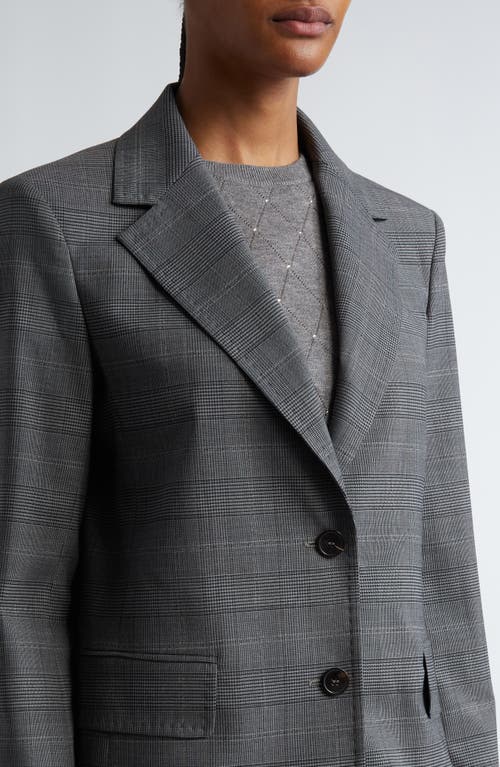 Shop Max Mara Studio David Glen Plaid Wool Blend Blazer In Medium Grey