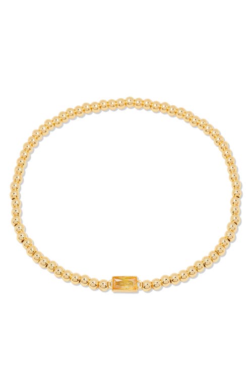 Kylie Birthstone Beaded Stretch Bracelet in Gold - November