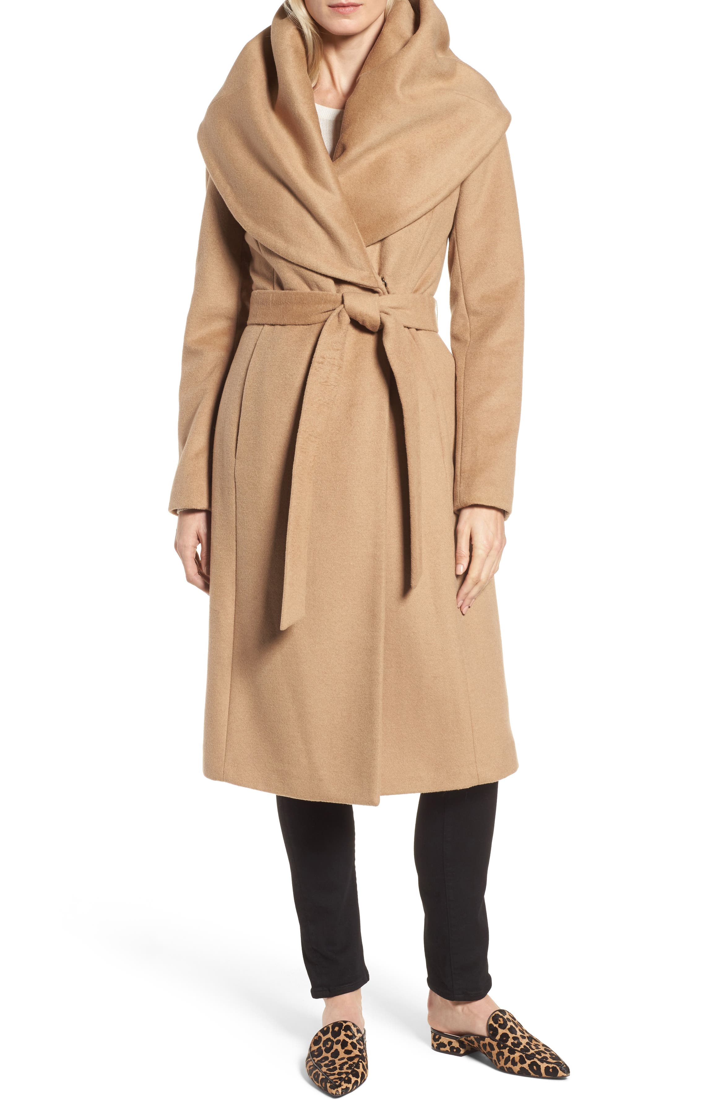 DKNY Wool Blend Shawl Collar Wrap Coat | Nordstrom