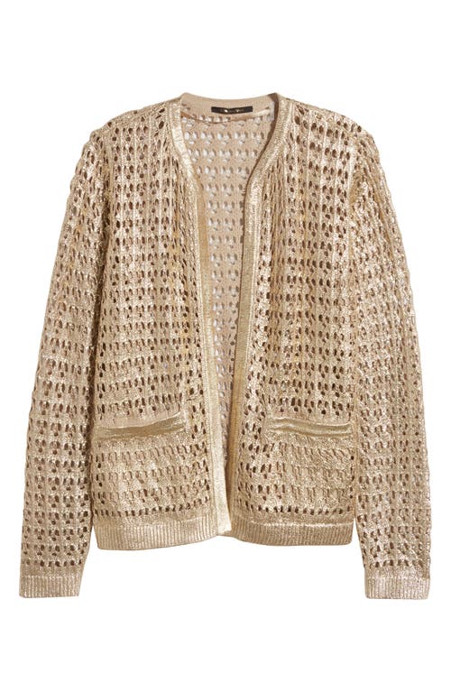 Shop Kobi Halperin Eve Open Stitch Open Front Cardigan In Gold