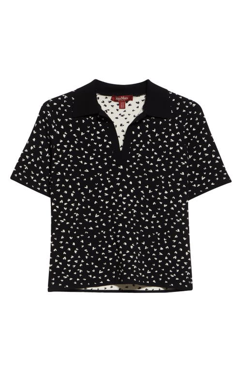 Max Mara Acqua Heart Print Polo Sweater In Black
