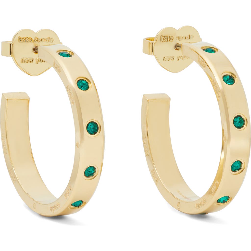 Kate Spade New York Cubic Zirconia Hoop Earrings In Emerald.