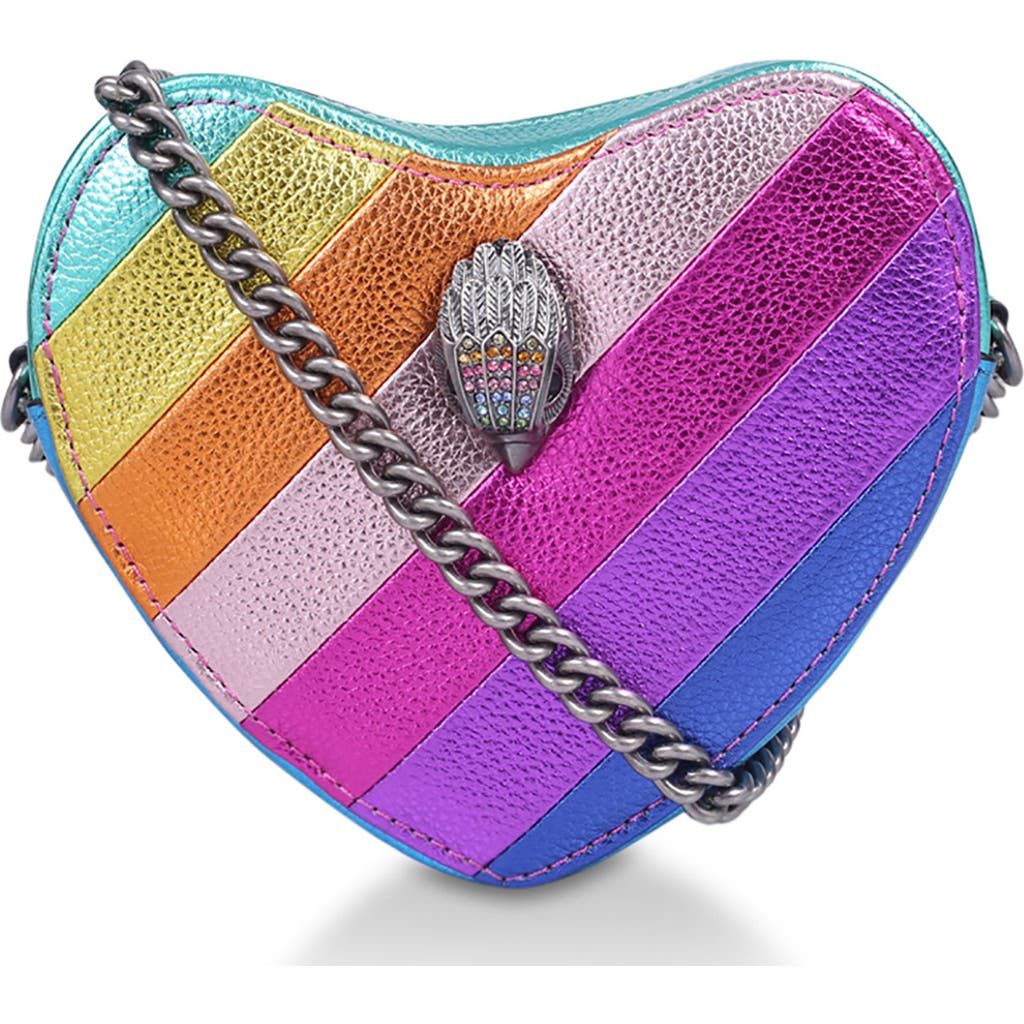 Kurt Geiger London Rainbow Shop Mini Kensington Heart Crossbody Bag In Multi