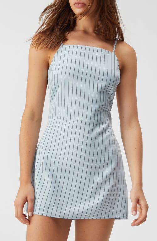 Shop Nasty Gal Pinstripe Square Neck Open Back Minidress In Pale Blue