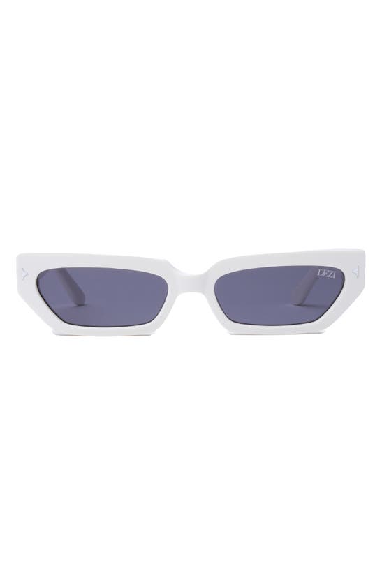 Shop Dezi Lil Switch 55mm Rectangular Sunglasses In White / Dark Smoke