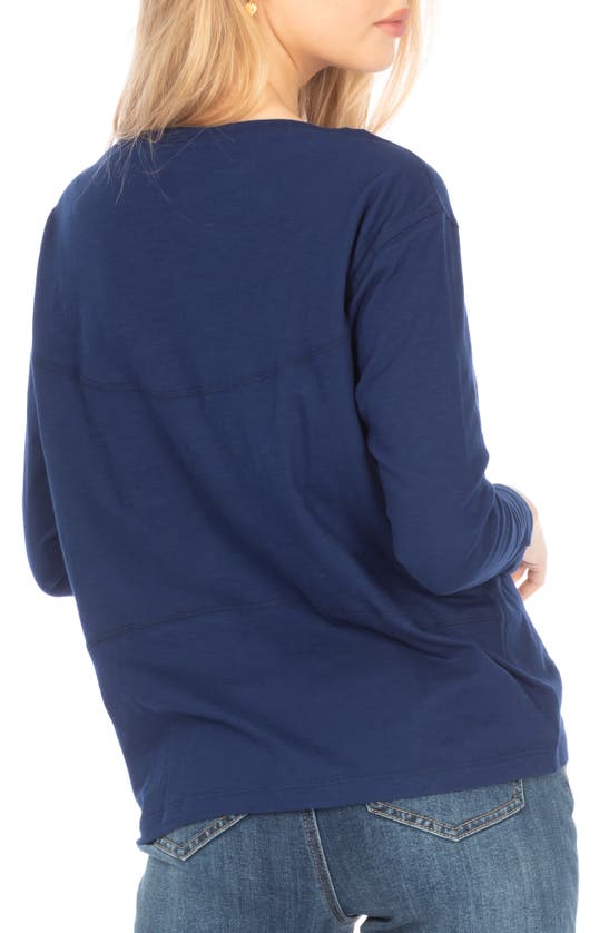 Apny Relaxed Fit Long Sleeve Cotton T-shirt In Navy