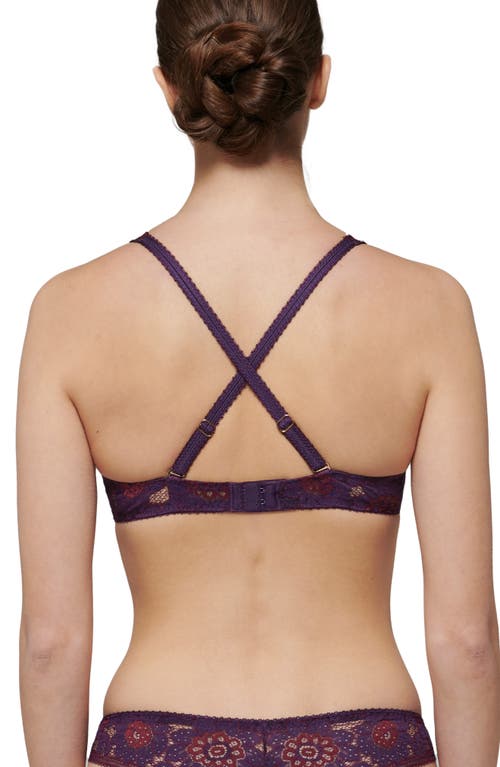 Shop Simone Perele Festive Triangle Underwire Plunge Bra In Euphoria Purple