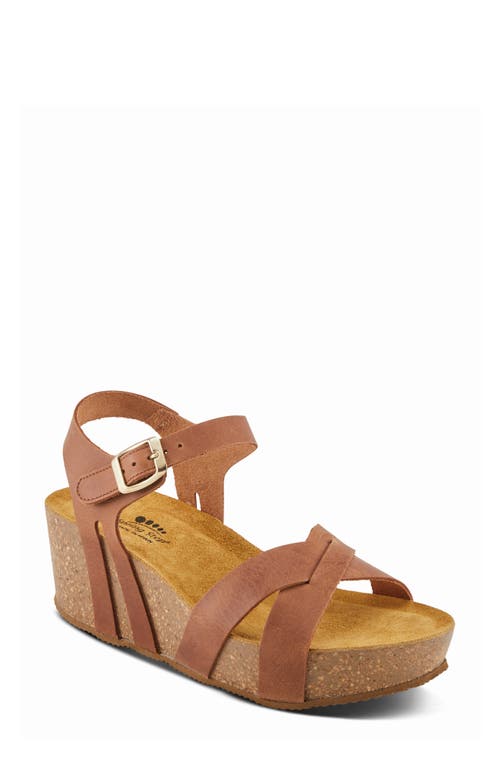 Spring Step Burton Ankle Strap Platform Wedge Sandal In Brown