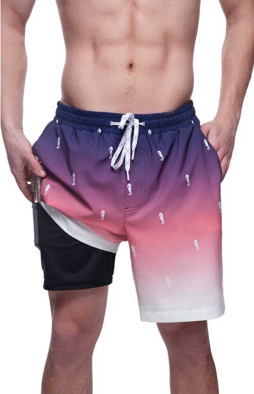 Rokka&rolla Compression Liner Stretch Swim Trunks Upf 50+ In Seahorse