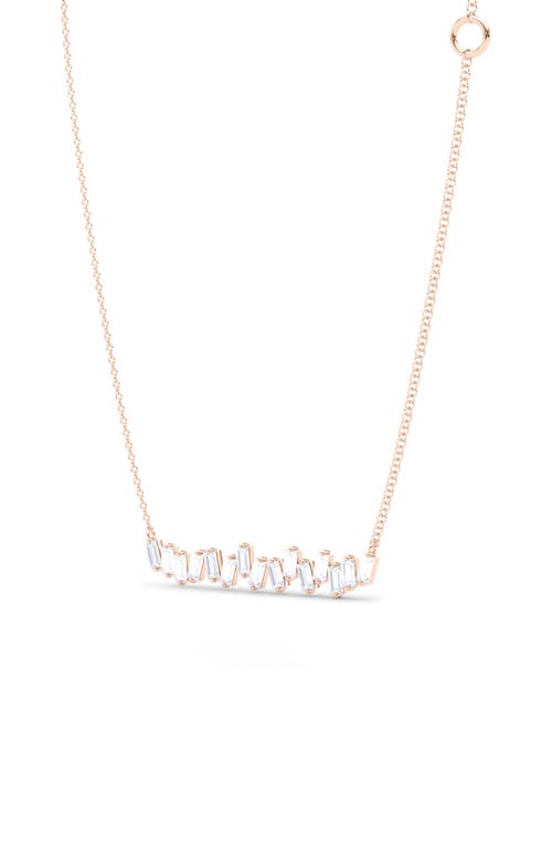 Baguette Lab Created Diamond Bar Pendant Necklace in 18K Rose Gold