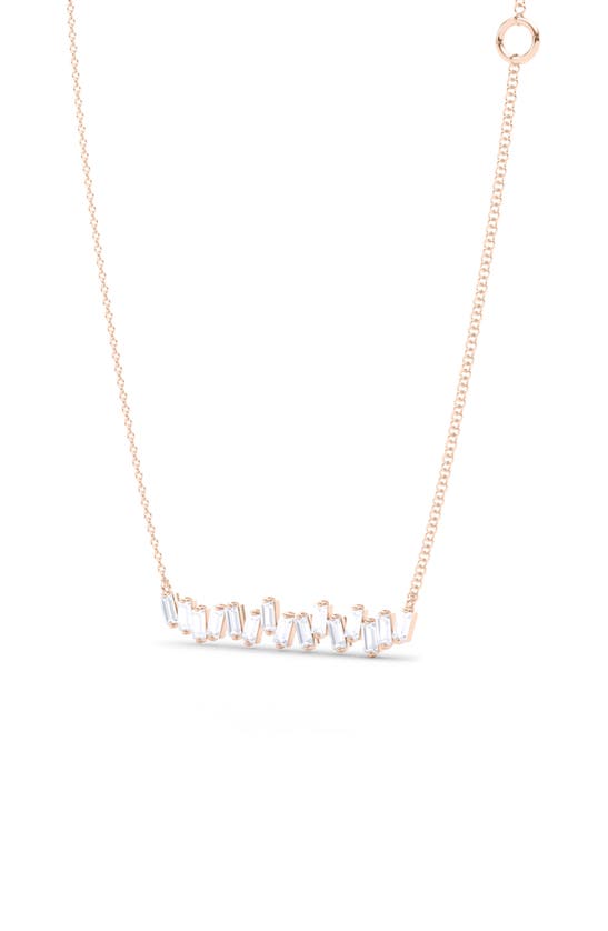 Hautecarat Baguette Lab-created Diamond Bar Pendant Necklace In 18k Rose Gold