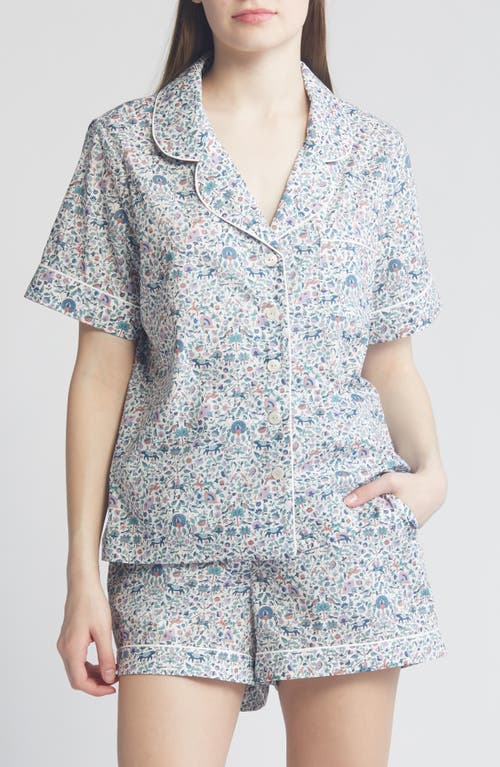 Classic Tana Floral Cotton Short Pajamas in White