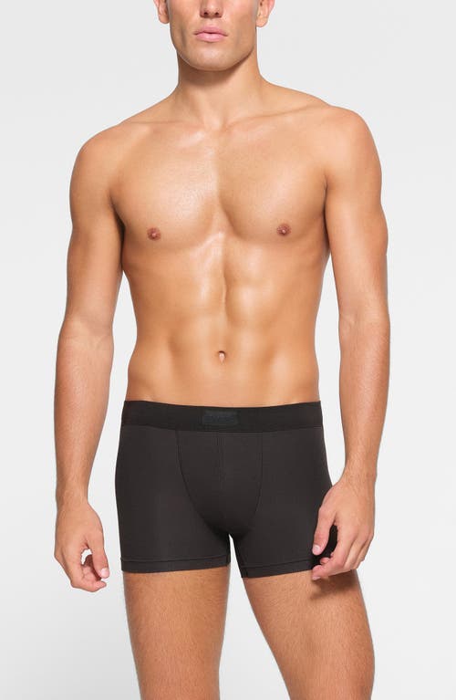 Shop Skims 3-inch Cotton & Modal Blend Boxer Briefs In Onyx