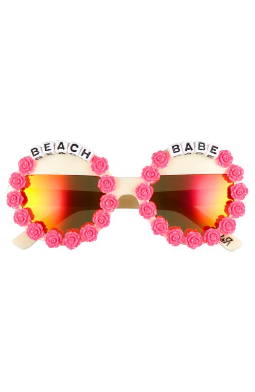 Shop Rad + Refined Beach Babe Round Sunglasses In Cream/hot Pink