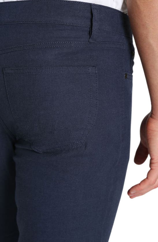 Shop Jachs Straight Leg Linen Blend 5-pocket Pants In Indigo