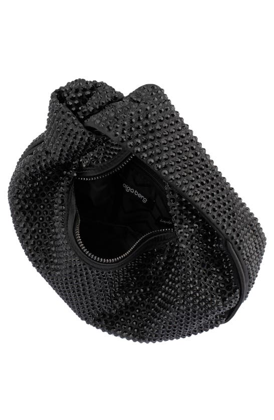 Shop Olga Berg Juliana Crystal Top Handle Bag In Black