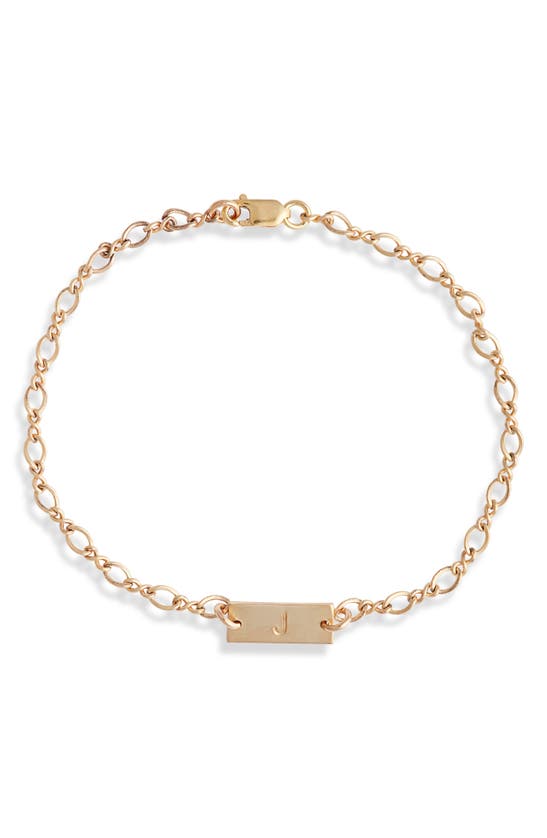 Shop Nashelle Hadley Initial Bar Bracelet In Yellow Gold Fill - J