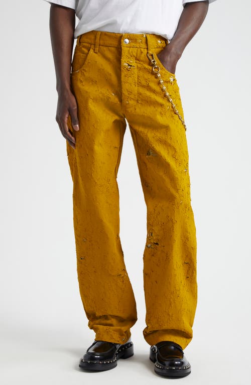 SONG FOR THE MUTE Bullet Hole Denim Work Pants Mustard at Nordstrom, Us