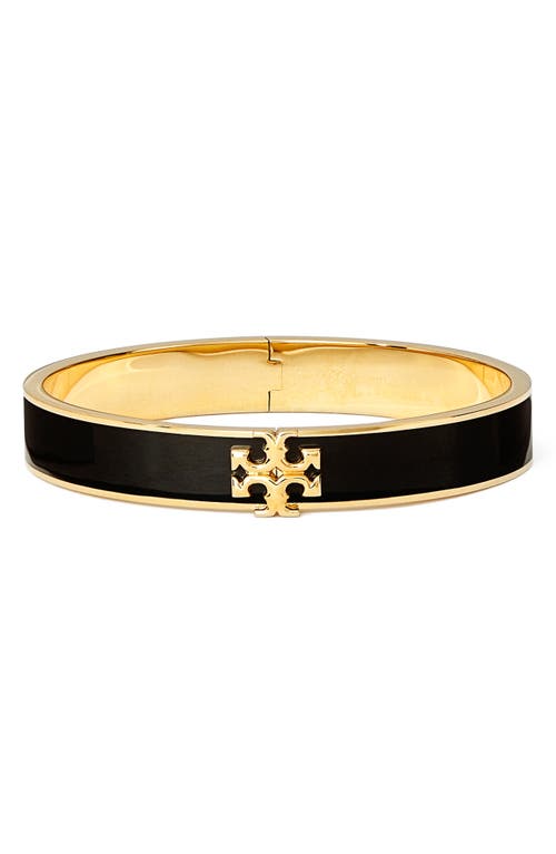 Tory Burch Kira Enamel Hinge Bracelet In Tory Gold/black