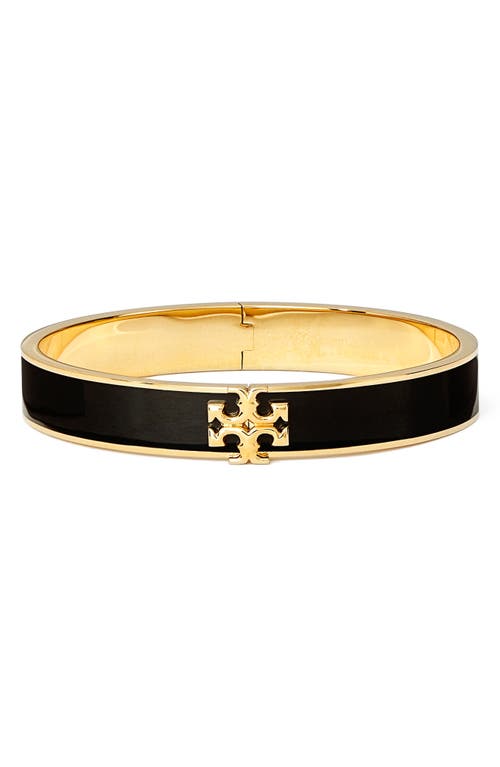 Shop Tory Burch Kira Enamel Hinge Bracelet In Tory Gold/black