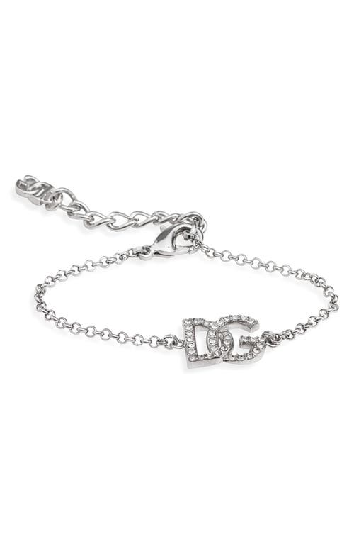 Dolce & Gabbana DG Crystal Charm Bracelet in Silver