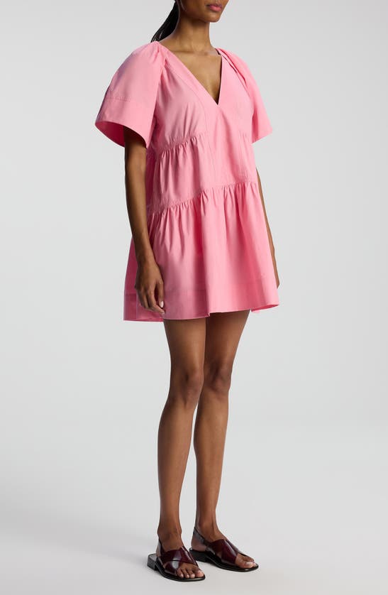 Shop A.l.c Camila Tiered Cotton Minidress In Light Grapefruit